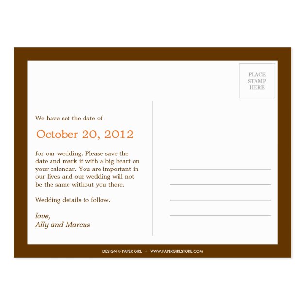 Autumn Leaves Photo Save The Date Postcard