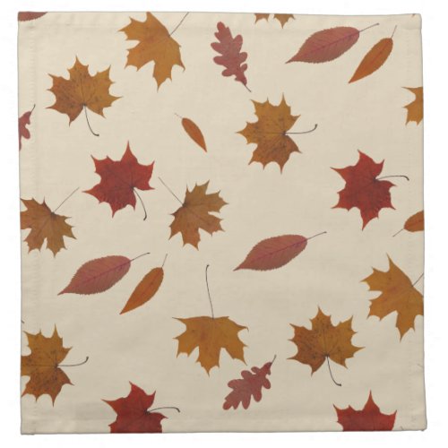 Autumn Leaves Photographic on Cream Custom Color Napkin