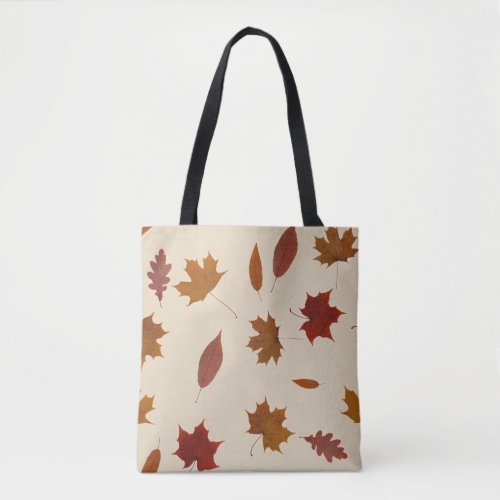 Autumn Leaves Photographic on Cream Custom Color Tote Bag