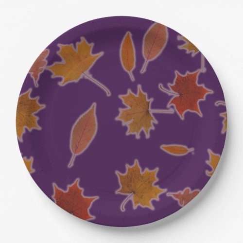 Autumn Leaves Photographic on Custom Color Paper Plates