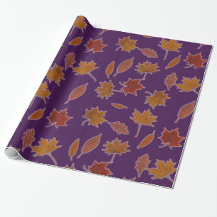 Autumn Leaves Photographic on Custom Color Wrapping Paper