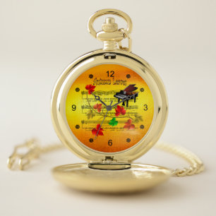 Autumn Leaves ~ Piano ~Sheet Music ~ Rustic ~ Pocket Watch