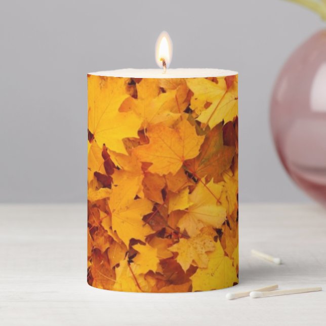 Autumn Leaves Pillar Candle (In Situ)