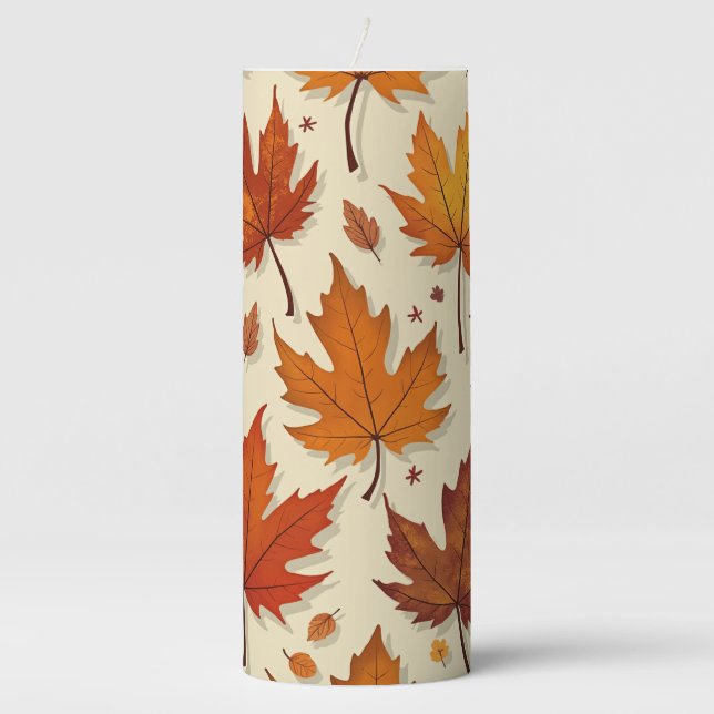 Autumn Leaves Pillar Candle (Front)