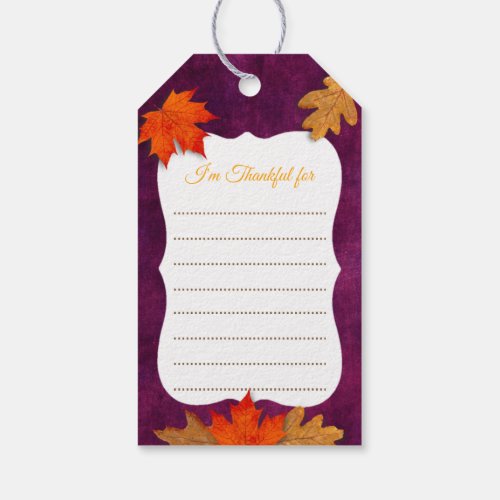 Autumn Leaves Place Setting Thankful For Tags