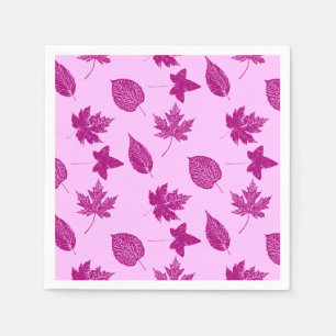 Autumn leaves - plum and orchid pink napkins