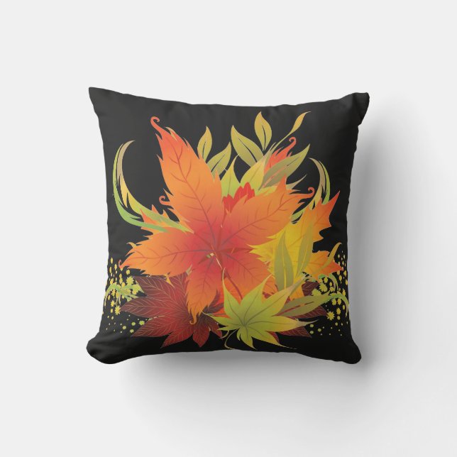 Autumn Leaves Pop Thanksgiving Outdoor Pillow (Front)