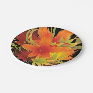 Autumn Leaves Pop Thanksgiving Paper Plate