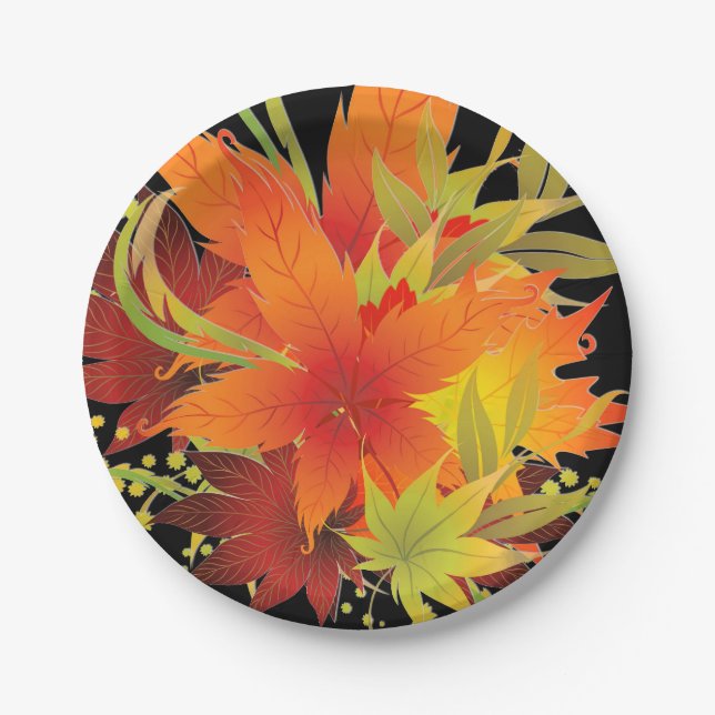 Autumn Leaves Pop Thanksgiving Paper Plates (Front)