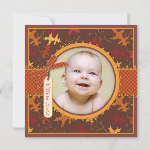 Autumn Leaves Print Birth Announcement Photo Card