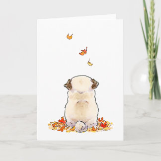 Autumn Leaves Pug card