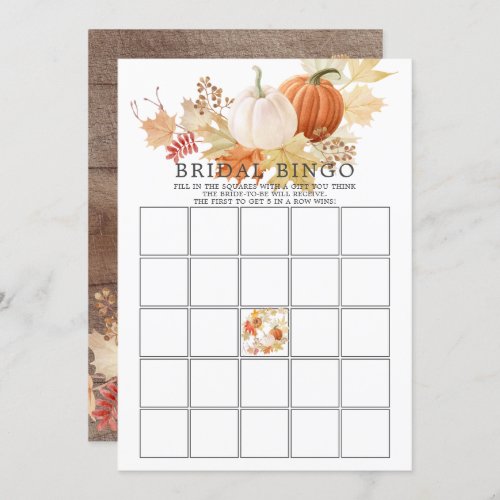 Autumn Leaves Pumpkin BINGO Bridal Shower Game Invitation