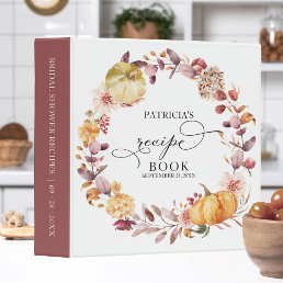 Autumn Leaves Pumpkin Bridal Shower Recipe Book 3 Ring Binder