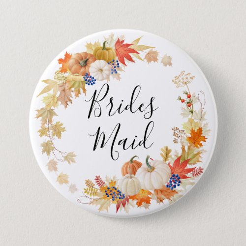 Autumn Leaves Pumpkin Bridesmaid Button