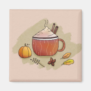 Autumn Leaves & Pumpkin Coffee Magnet
