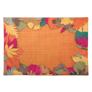 Autumn Leaves, Pumpkin Color, Cloth Placemat