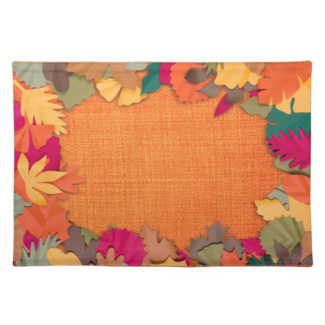 Autumn Leaves, Pumpkin Color, Cloth Placemat (Front)