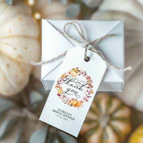 Autumn Leaves Pumpkin Fall Bridal Shower Gift Tags