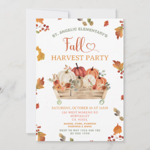 Autumn Leaves Pumpkin Fall Harvest Celebration Invitation