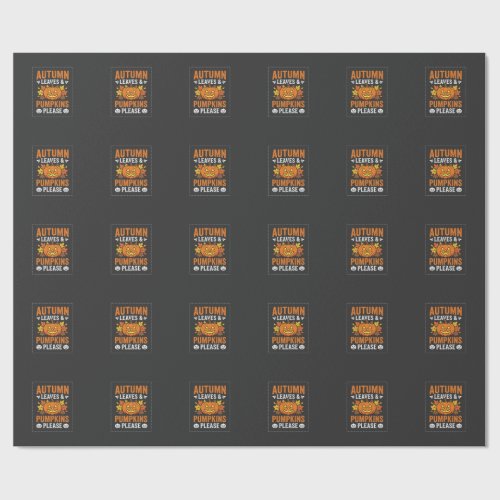 Autumn Leaves Pumpkin Halloween Design Wrapping Paper