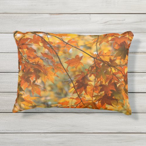 Autumn Leaves Pumpkin Orange Outdoor Accent Pillow
