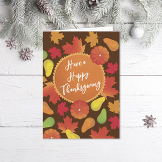 Autumn Leaves Pumpkin Pie Thanksgiving Holiday Card
