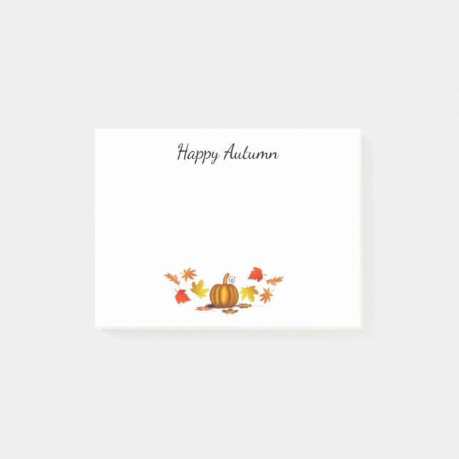 Autumn Leaves & Pumpkin Post-It Notes (Front)