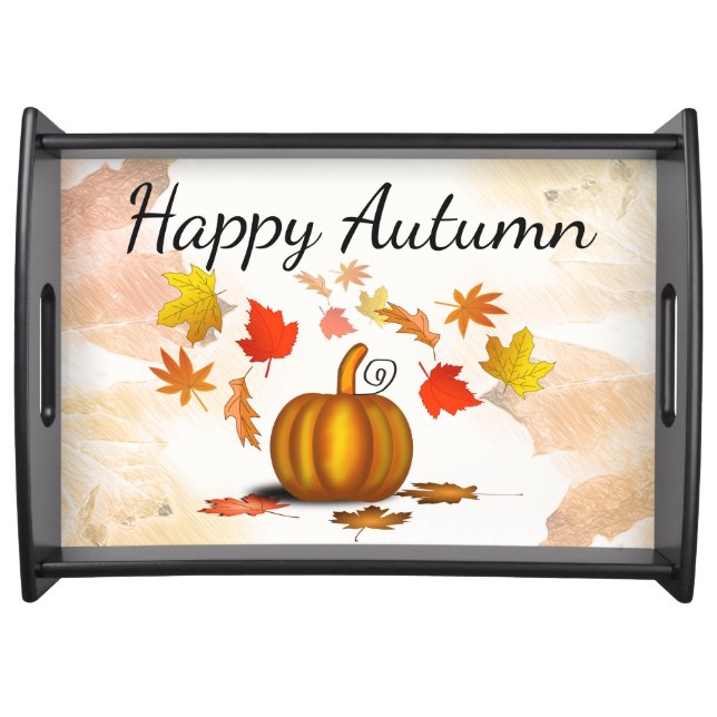 Autumn Leaves & Pumpkin Serving Tray (Front)