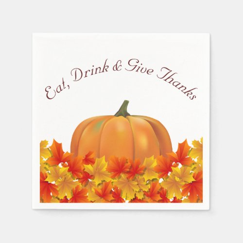 Autumn Leaves  Pumpkin Thanksgiving Napkins