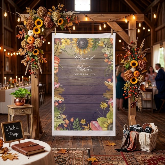 Autumn Leaves Pumpkin Wedding Photo Booth Backdrop (Creator Uploaded)