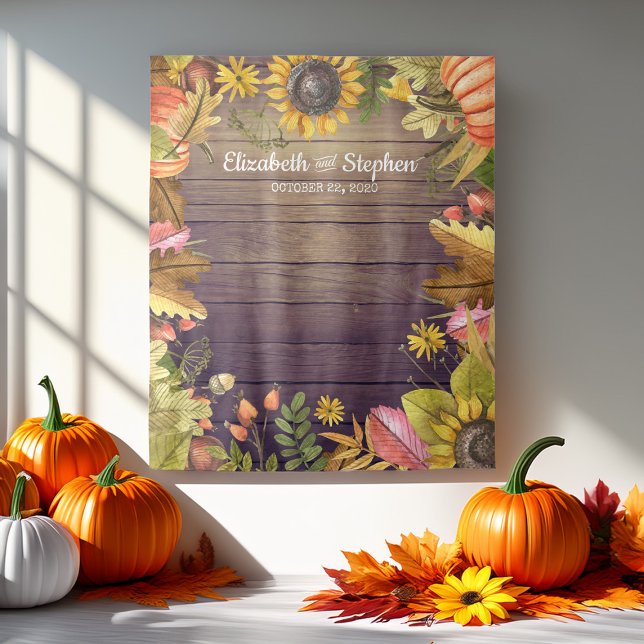 Autumn Leaves Pumpkin Wedding Photo Booth Backdrop (Creator Uploaded)