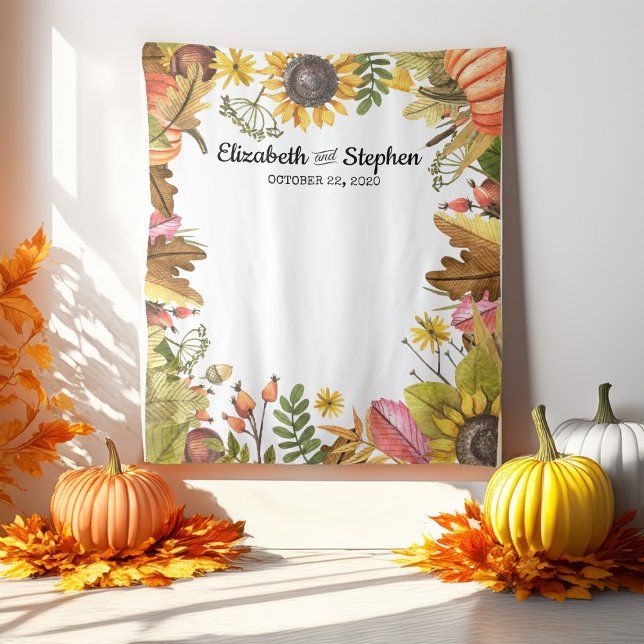 Autumn Leaves Pumpkin Wedding Photo Booth Backdrop (Creator Uploaded)