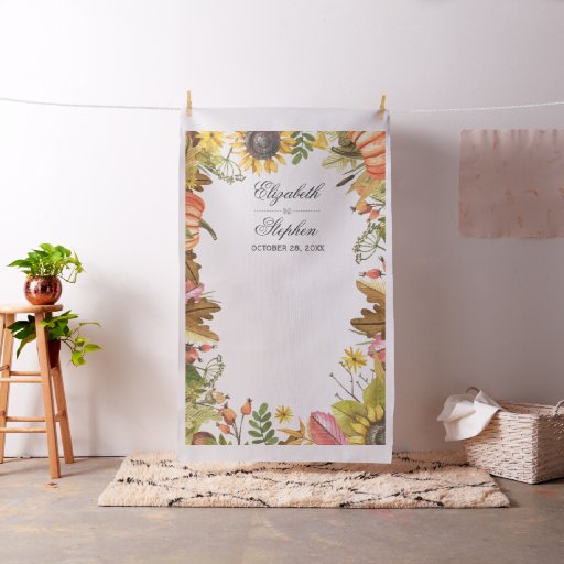 Autumn Leaves Pumpkin Wedding Photo Booth Backdrop