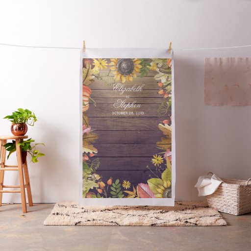 Autumn Leaves Pumpkin Wedding Photo Booth Backdrop
