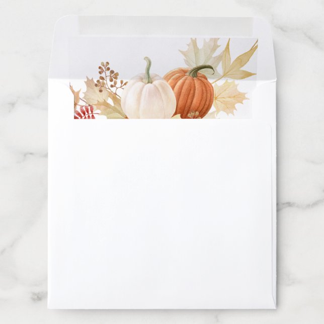 Autumn Leaves Pumpkins Bridal Shower Envelope Liner (In Envelope)