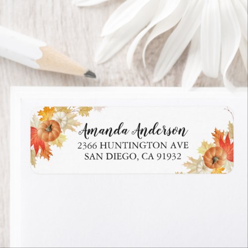 Autumn Leaves Pumpkins Bridal Shower Labels