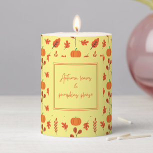 Autumn Leaves & Pumpkins Please Cozy Fall Birthday Pillar Candle