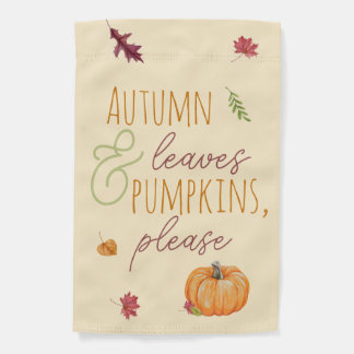 Autumn Leaves & Pumpkins, Please Fall Garden Flag