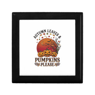 Autumn Leaves Pumpkins Please Halloween Bats Trees Gift Box