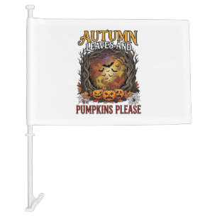 Autumn Leaves Pumpkins Please Halloween Spooky Tre Car Flag