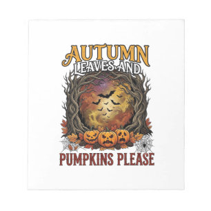 Autumn Leaves Pumpkins Please Halloween Spooky Tre Notepad