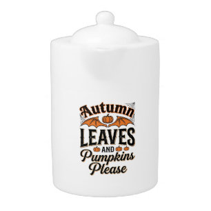 Autumn Leaves Pumpkins Please Vintage Fall_1 Teapot