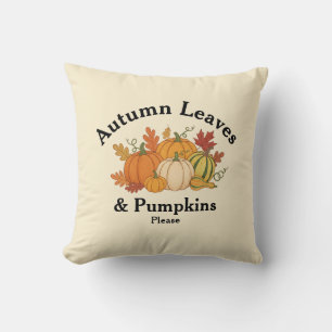 Autumn Leaves & Pumpkins - Rustic Fall Home Decor Throw Pillow
