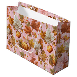 Autumn Leaves & Pumpkins Seamless Pattern Large Gift Bag