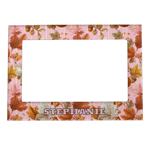 Autumn Leaves & Pumpkins Seamless Pattern Magnetic Frame (Front)