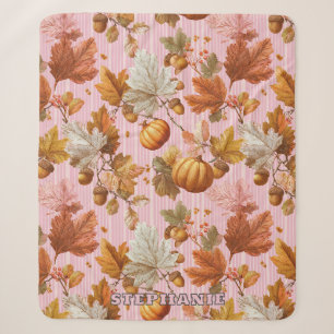 Autumn Leaves & Pumpkins Seamless Pattern Sherpa Blanket