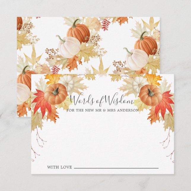 Autumn Leaves Pumpkins  Words of Wisdom Card (Front/Back)