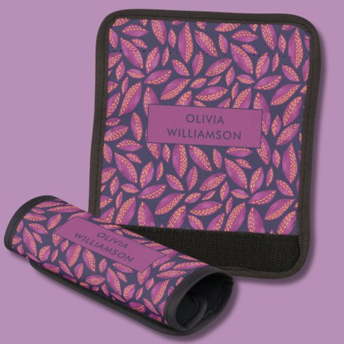 Autumn Leaves Purple Botanical pattern Luggage Handle Wrap