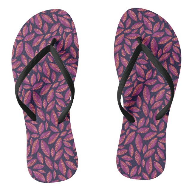 Autumn Leaves Purple Flip Flops (Footbed)