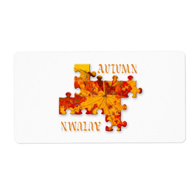 Autumn leaves puzzle label (Front)